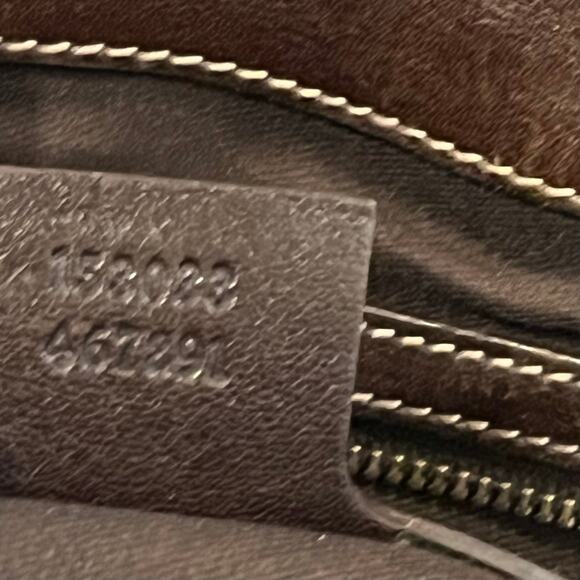 GUCCI Positano Small Beige Brown GG Canvas Leather Tote Bag - Picture 9 of 16